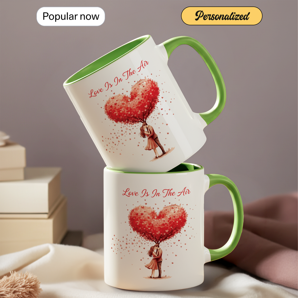 Love Is In The Air Mug – Romantic Heart Tree Coffee Cup – Couple Gift – Anniversary Mug – 11oz 15oz Ceramic Mug |Mug 136