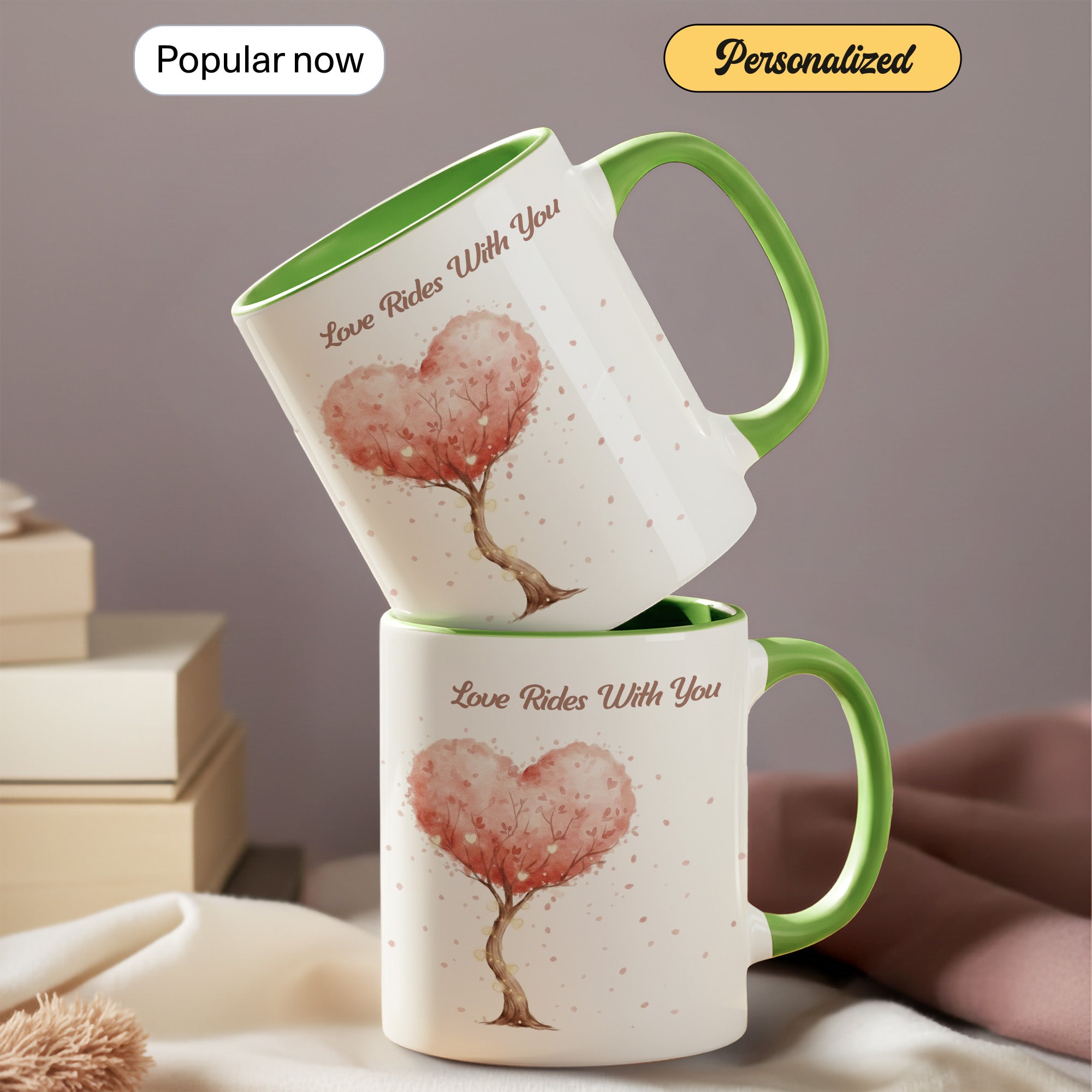 Love Grows With You Mug – Romantic Heart Tree Coffee Cup – Anniversary Gift – Couple Mug 11oz 15oz |Mug 143