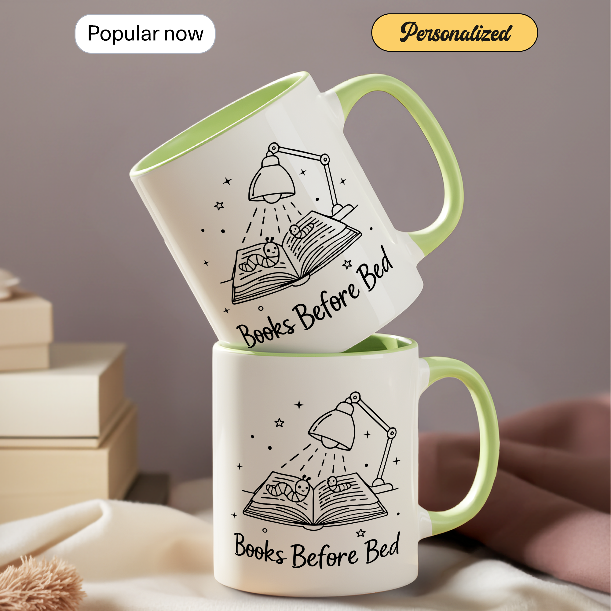 Books Before Bed Mug – Funny Book Lover Coffee Cup – Cozy Reading Gift – Ringer Mug 11oz 15oz |Mug 100