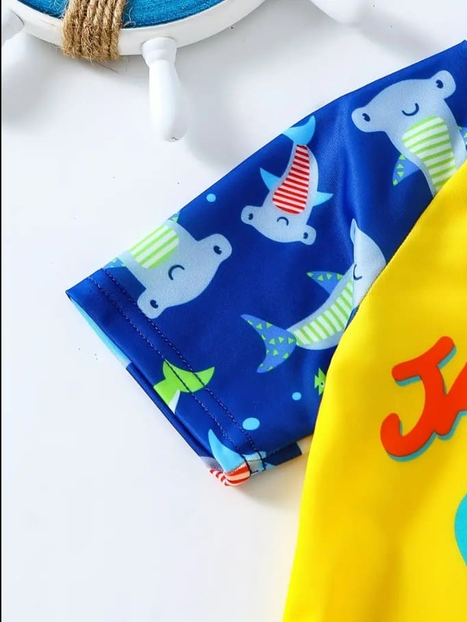 Sea Shark Themed Jersey Shorts Set for Kids