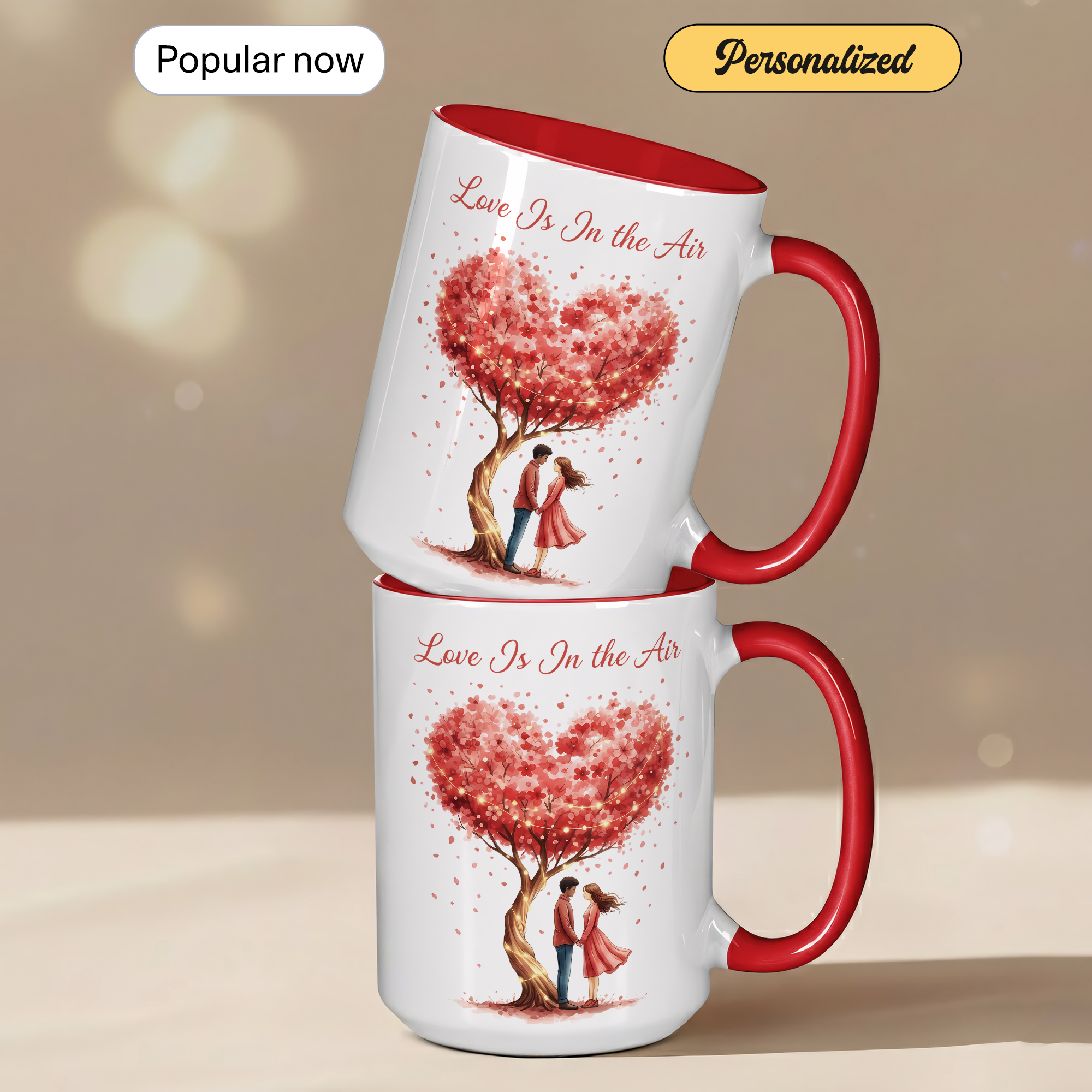 Love Is In The Air Mug – Romantic Couple Coffee Cup – Anniversary Gift for Her or Him – 11oz 15oz Ringer Mug |Mug 133