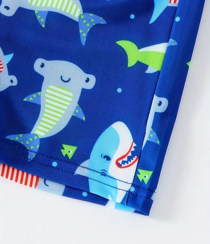 Sea Shark Themed Jersey Shorts Set for Kids