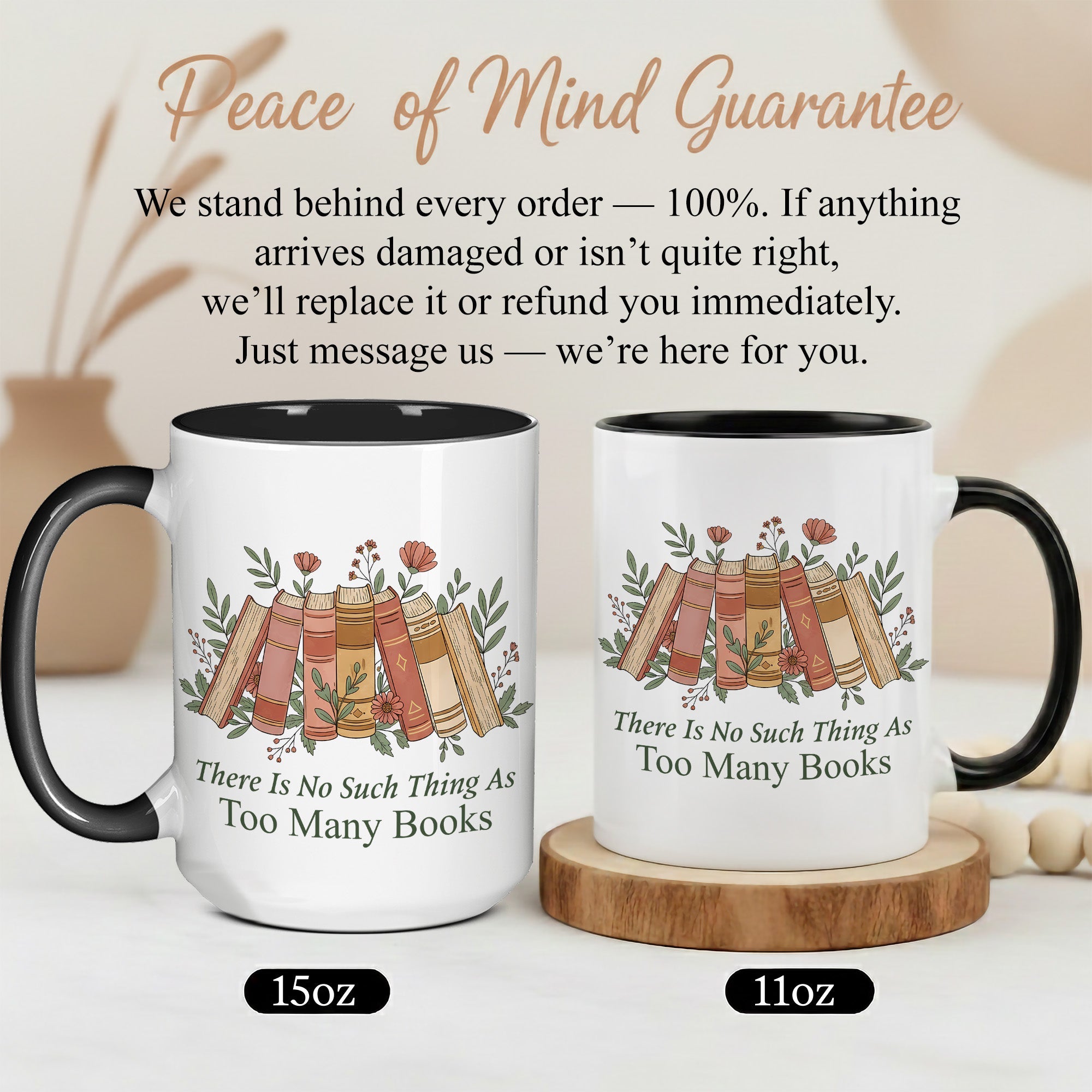 There Is No Such Thing As Too Many Books Mug – Aesthetic Book Lover Coffee Cup – Reader Gift – 11oz 15oz Ringer Mug |Mug 154