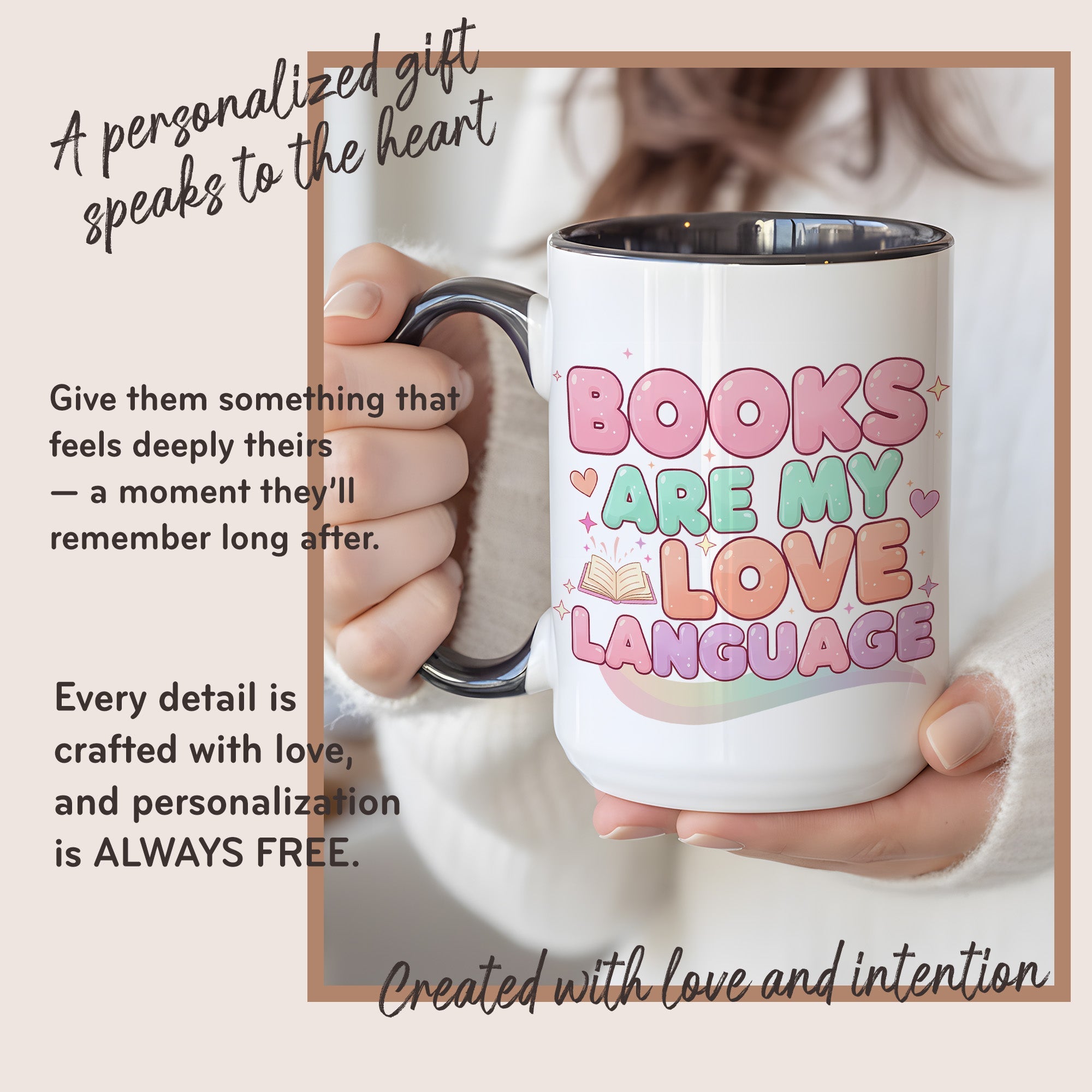 Books Are My Love Language Mug – Cute Book Lover Coffee Cup – Pastel Aesthetic Reader Gift for Women – Bookworm Mug 11oz 15oz |Mug 156