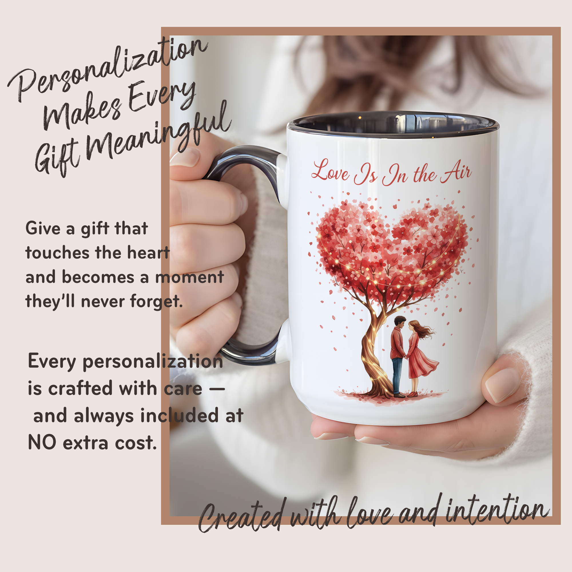 Love Is In The Air Mug – Romantic Couple Coffee Cup – Anniversary Gift for Her or Him – 11oz 15oz Ringer Mug |Mug 133