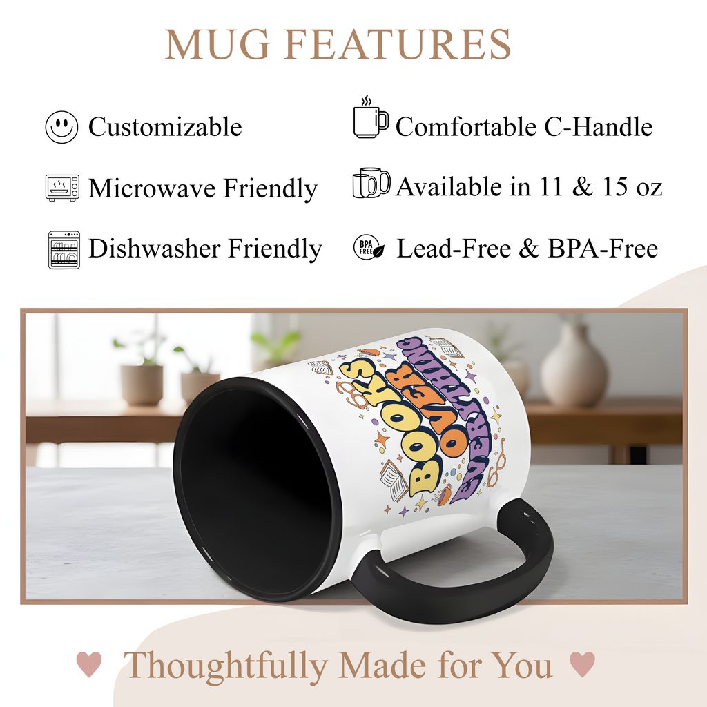 Books Over Everything Mug – Colorful Book Lover Coffee Cup – Funny Reader Gift – 11oz 15oz Ringer Mug |Mug152
