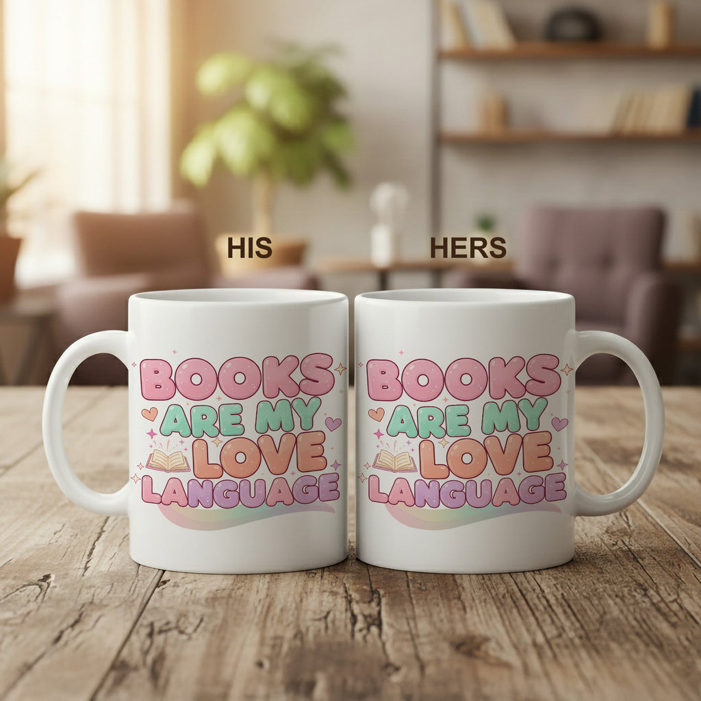 Books Are My Love Language Mug – Cute Book Lover Coffee Cup – Pastel Aesthetic Reader Gift for Women – Bookworm Mug 11oz 15oz |Mug 156