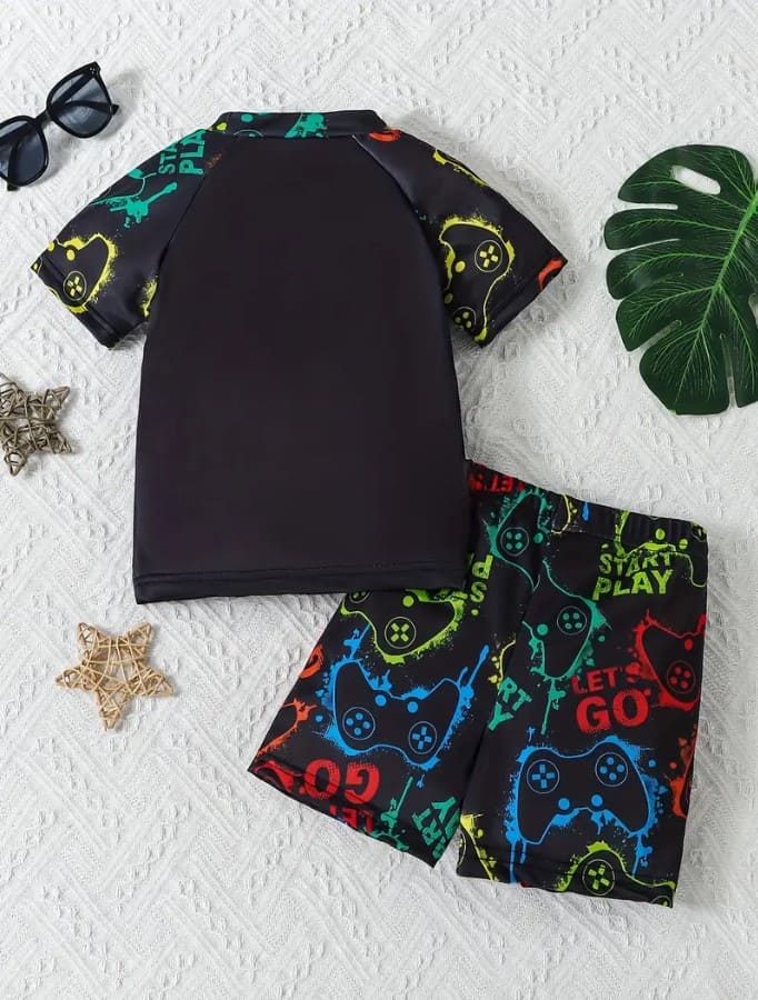Gaming Themed Jersey Shorts Set for Kids