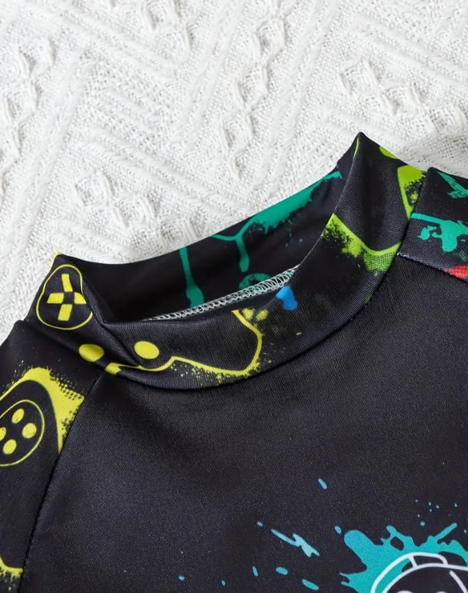 Gaming Themed Jersey Shorts Set for Kids