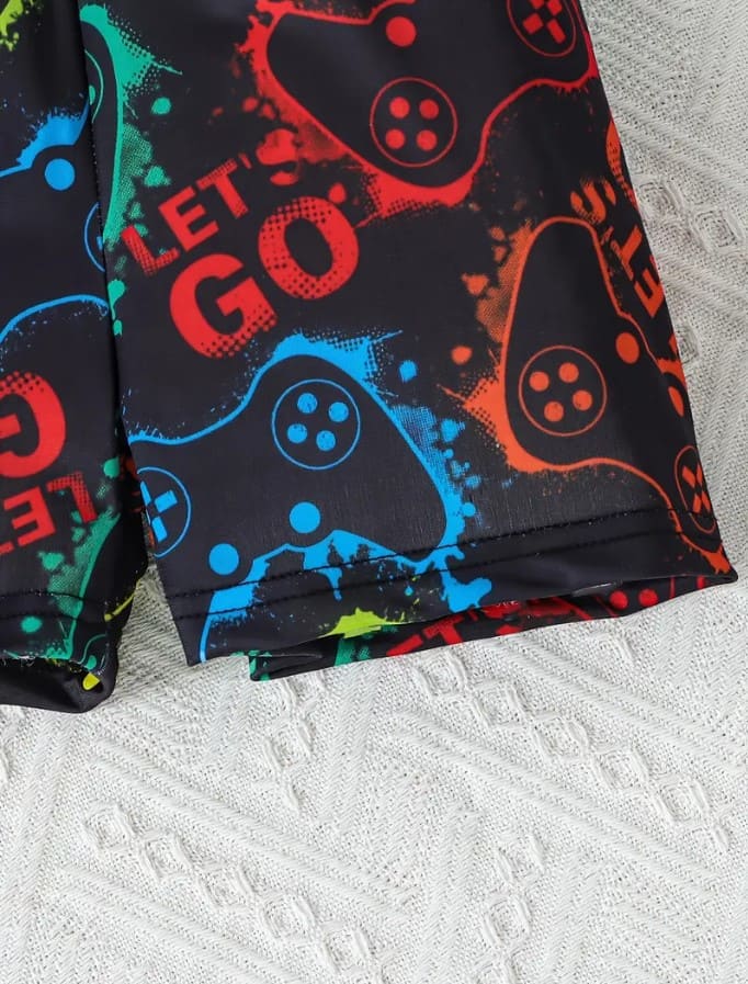 Gaming Themed Jersey Shorts Set for Kids