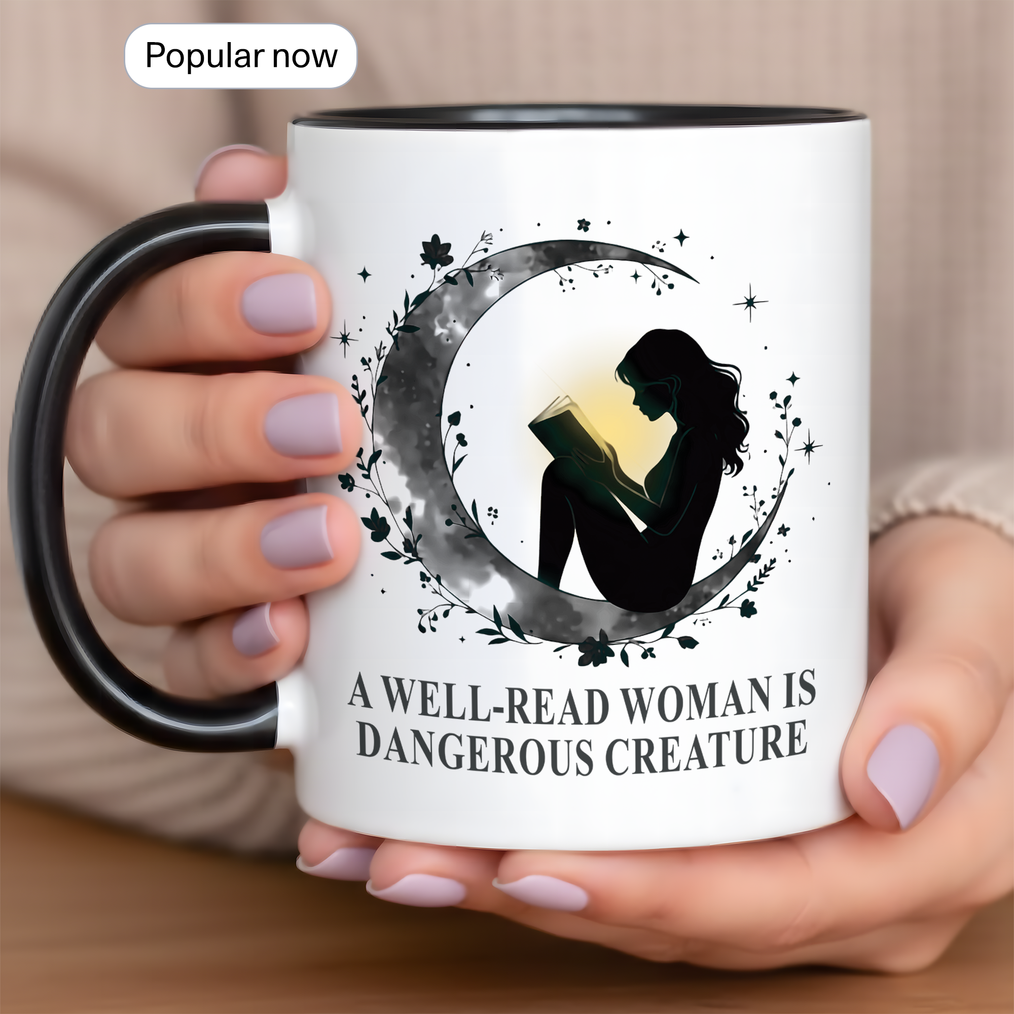 A Well Read Woman Is Dangerous Creature Mug – Feminist Book Lover Gift – Empowered Reader Coffee Cup – 11oz 15oz Ringer Mug | Mug 118