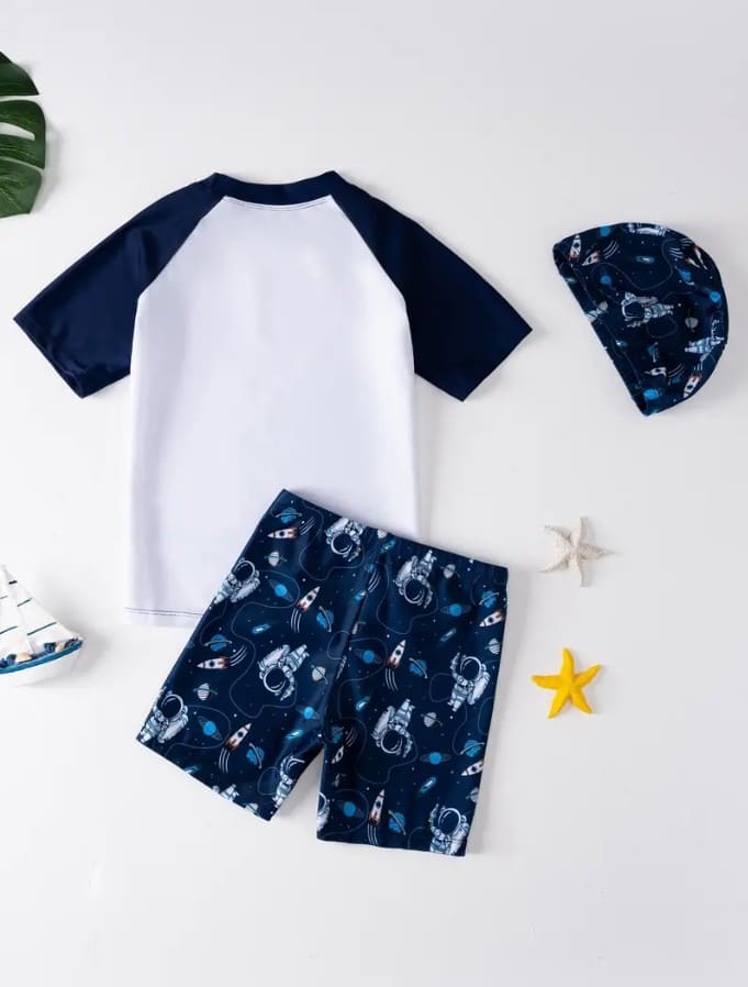 Space Themed Jersey Shorts Set for Kids