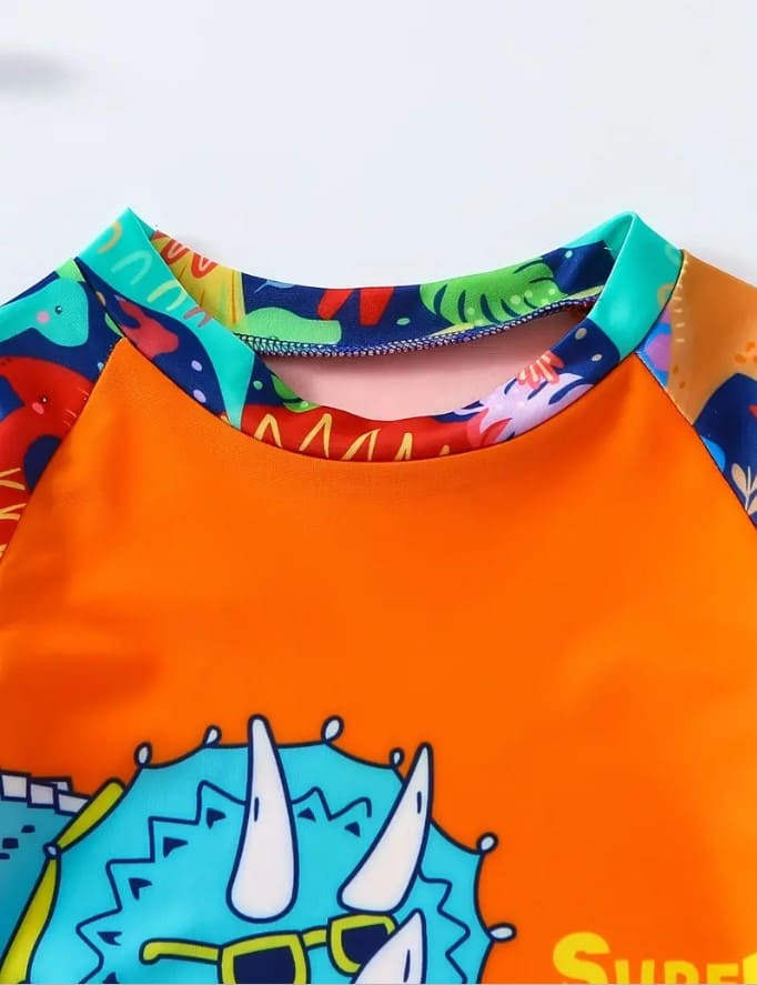 Vibrant Dino Themed Jersey Shorts Set for Kids