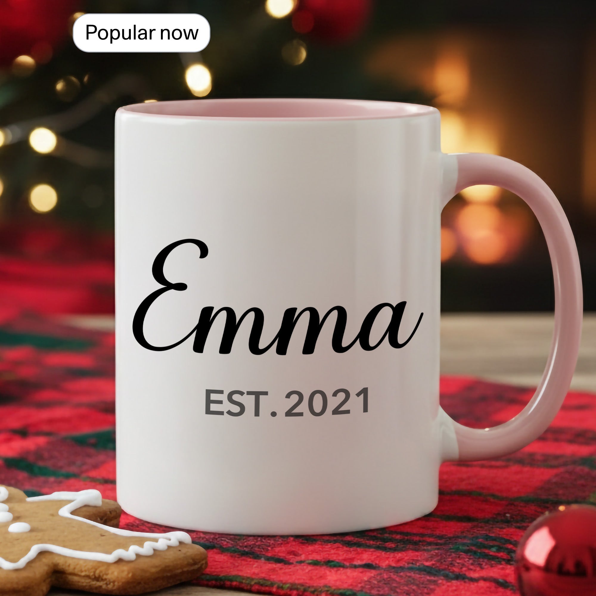 Personalized Name Mug – Custom Established Year Coffee Cup – Minimalist Custom Gift – 11oz 15oz Ringer Mug | Mug 148