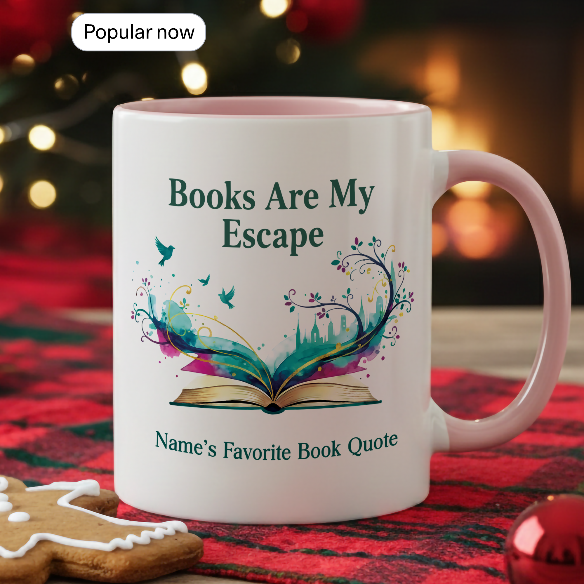 Personalized Books Are My Escape Mug – Custom Name Book Lover Coffee Cup – Reader Gift – 11oz 15oz Ceramic Mug |Mug 138
