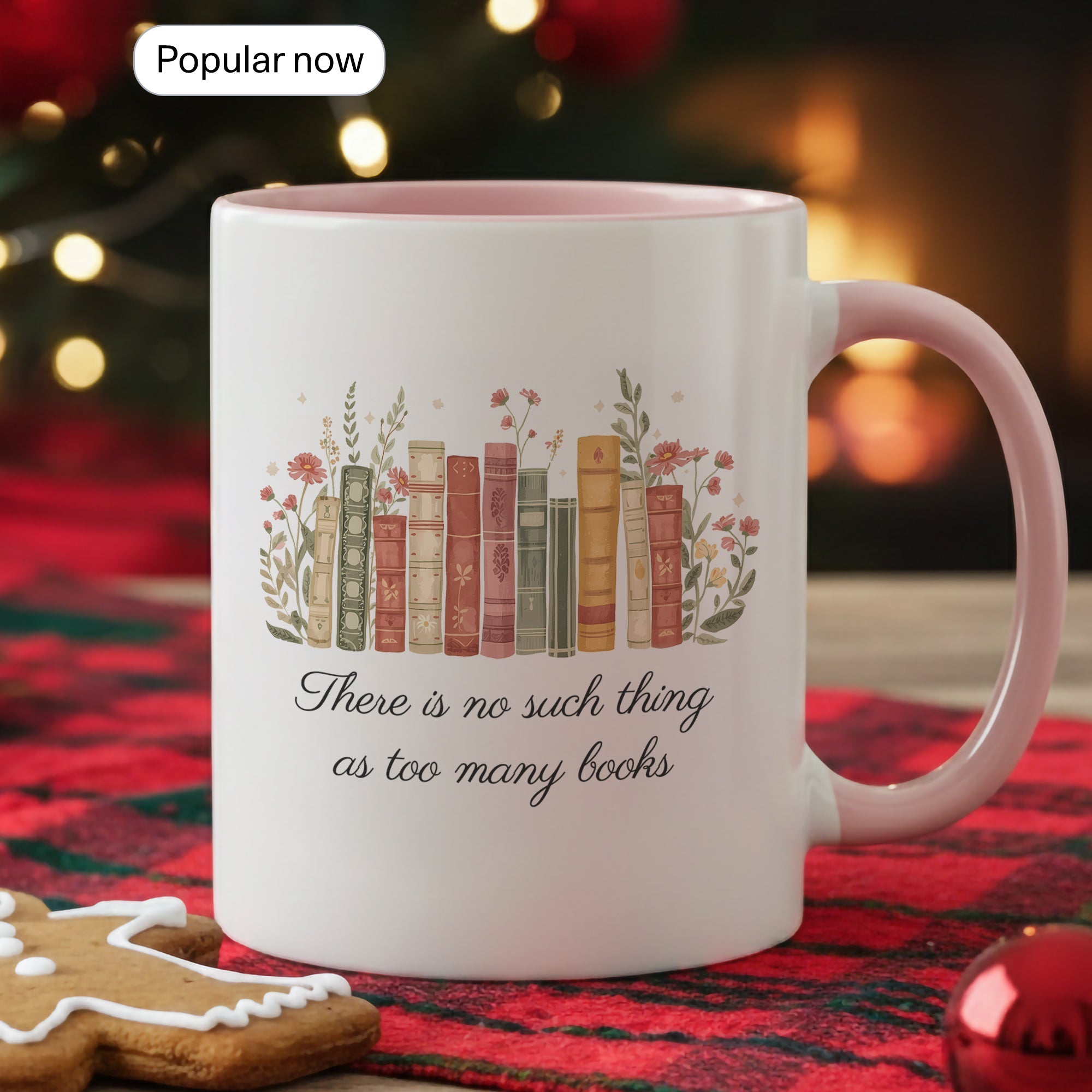 There Is No Such Thing As Too Many Books Mug – Book Lover Coffee Cup – Reader Gift – Vintage Books Ringer Mug 11oz 15oz |Mug 107