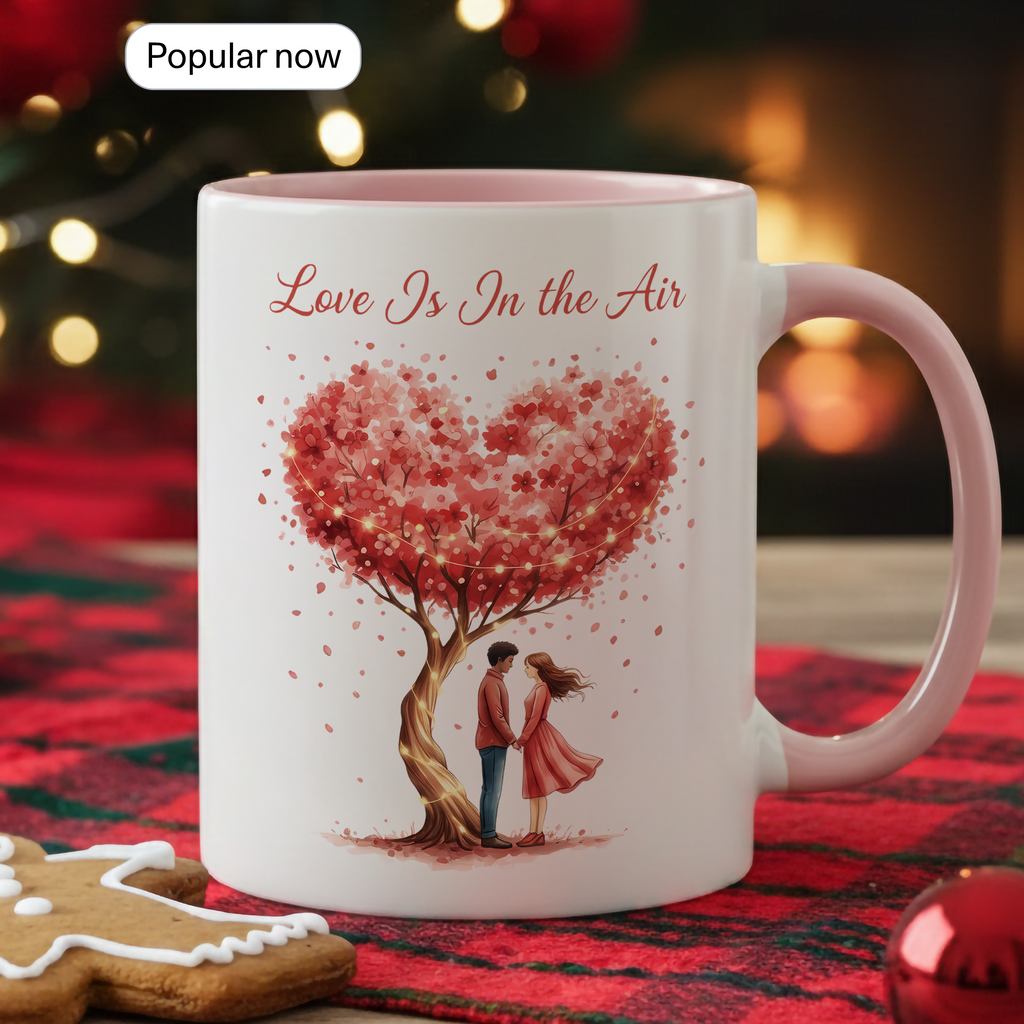 Love Is In The Air Mug – Romantic Couple Coffee Cup – Anniversary Gift for Her or Him – 11oz 15oz Ringer Mug |Mug 133