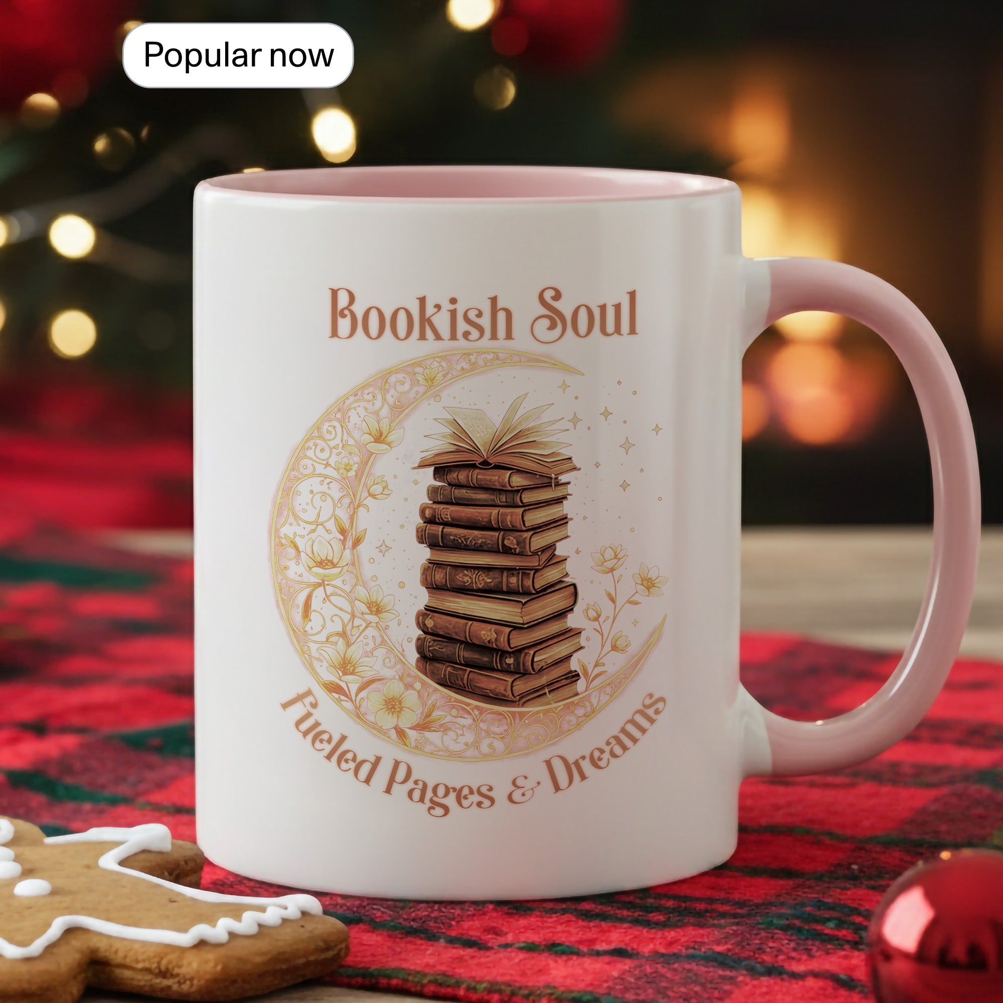Bookish Soul Mug – Stacked Books Coffee Cup – Literary Aesthetic Gift – Reader Mug 11oz 15oz Ringer | Muug 140