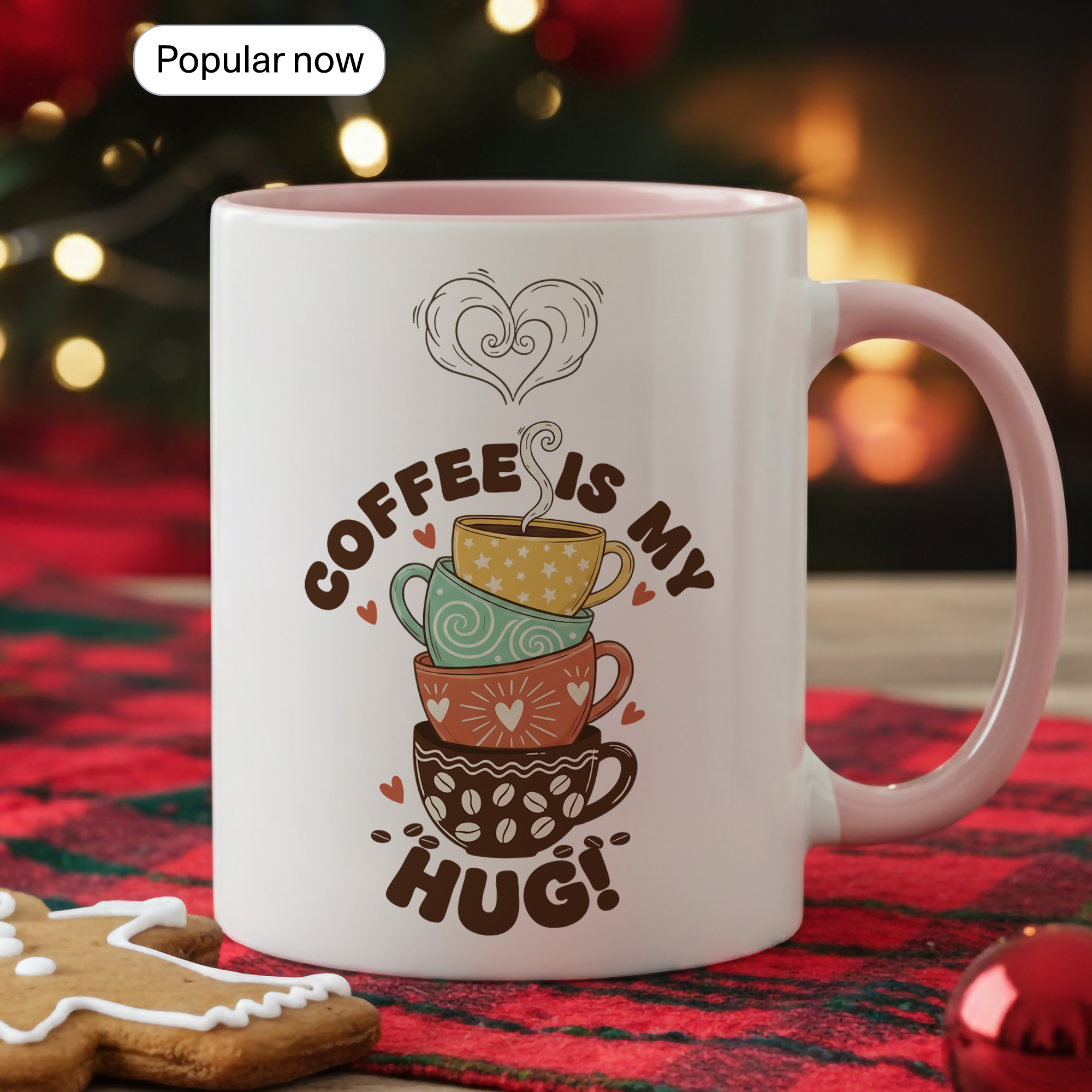 Coffee Is My Hug Mug – Cute Coffee Lover Gift – Cozy Aesthetic Coffee Cup – 11oz 15oz Ringer Mug |Mug 122