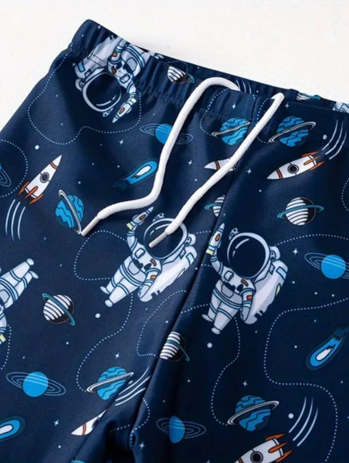 Space Themed Jersey Shorts Set for Kids