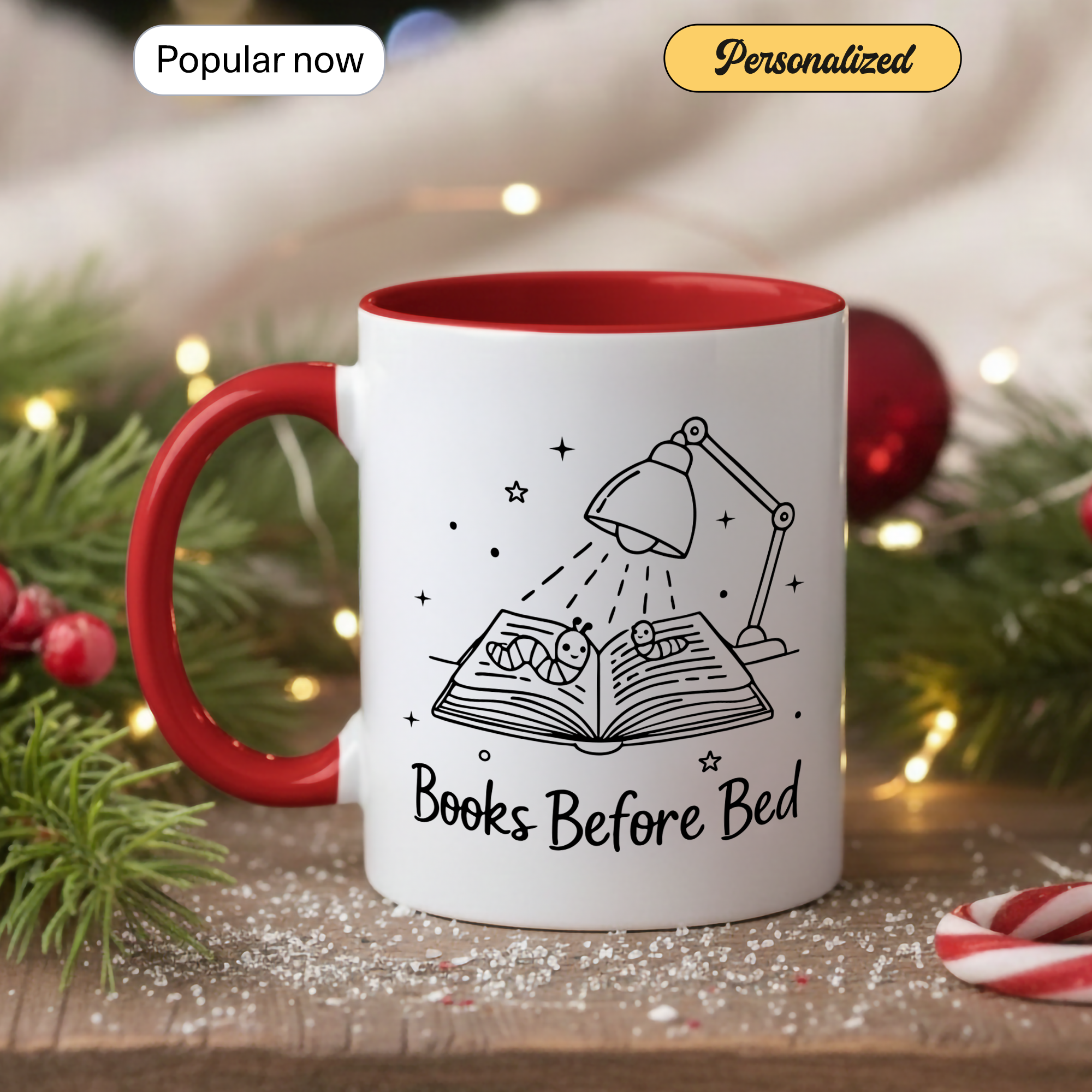 Books Before Bed Mug – Funny Book Lover Coffee Cup – Cozy Reading Gift – Ringer Mug 11oz 15oz |Mug 100
