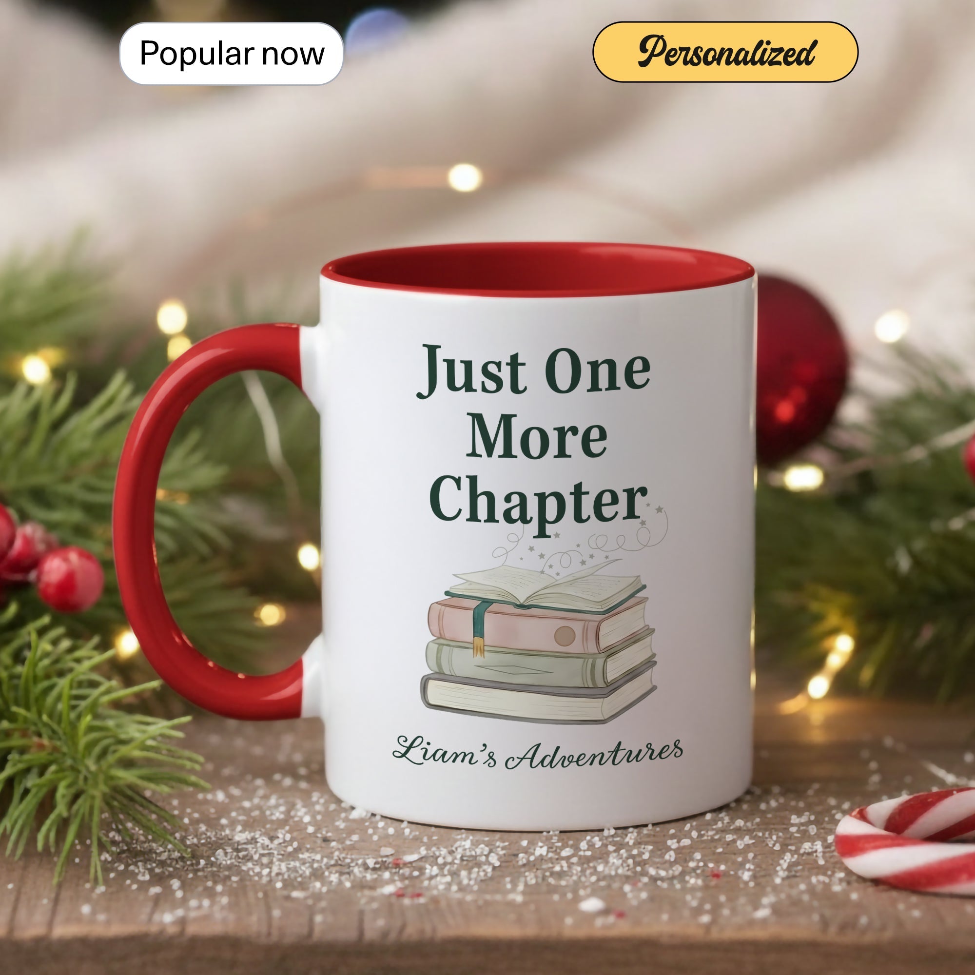 Just One More Chapter Mug – Personalized Book Lover Coffee Cup – Custom Reader Gift – Multi Color Ringer Mug 11oz 15oz |Mug 109