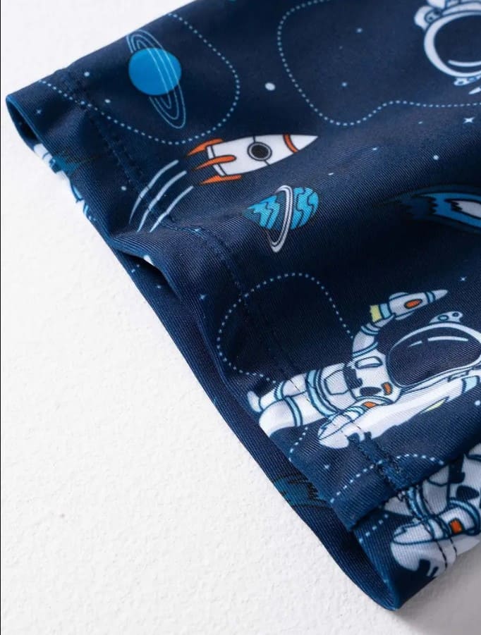 Space Themed Jersey Shorts Set for Kids