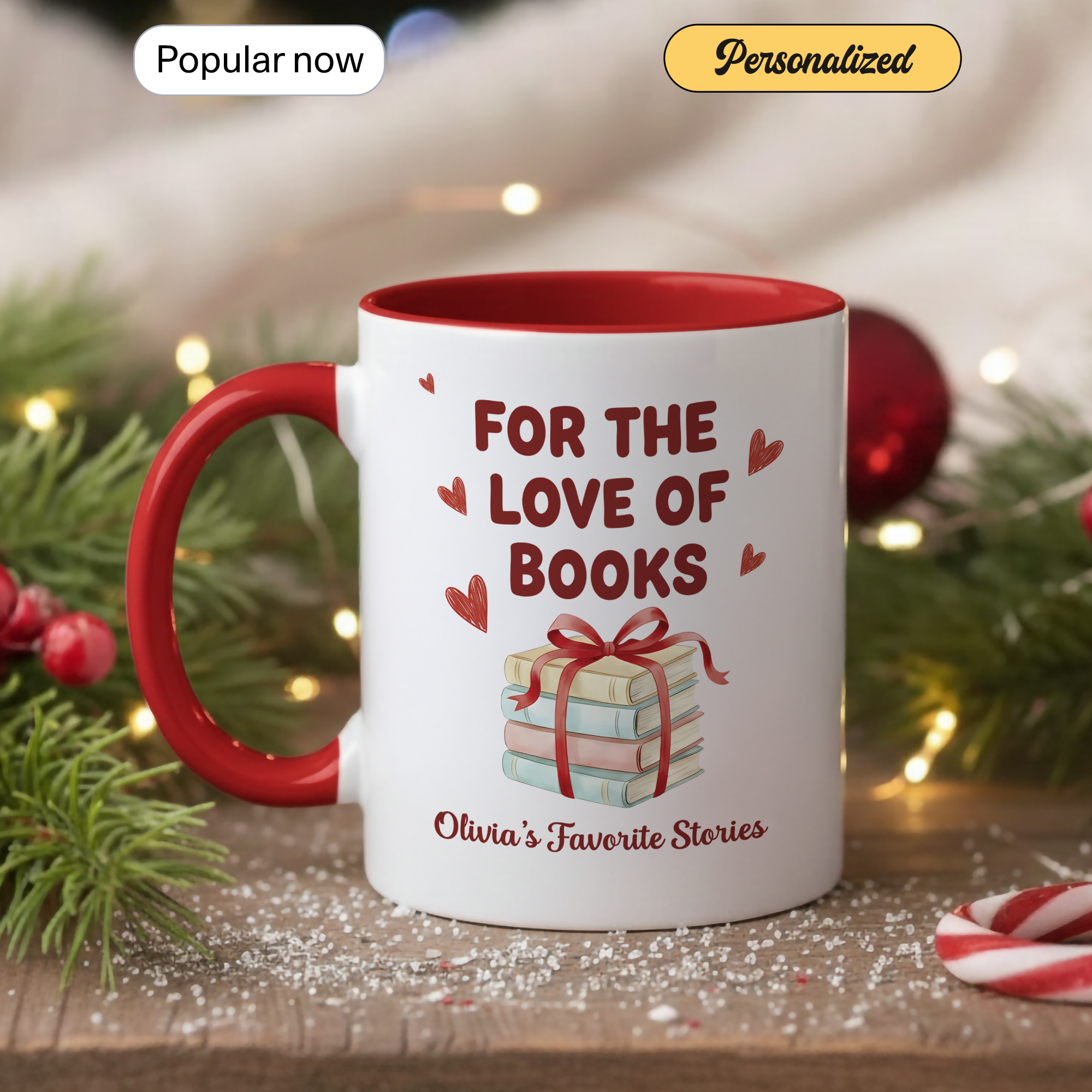 For The Love Of Books Mug – Personalized Book Lover Gift – Custom Reader Coffee Cup – Ringer Mug 11oz 15oz |Mug 110