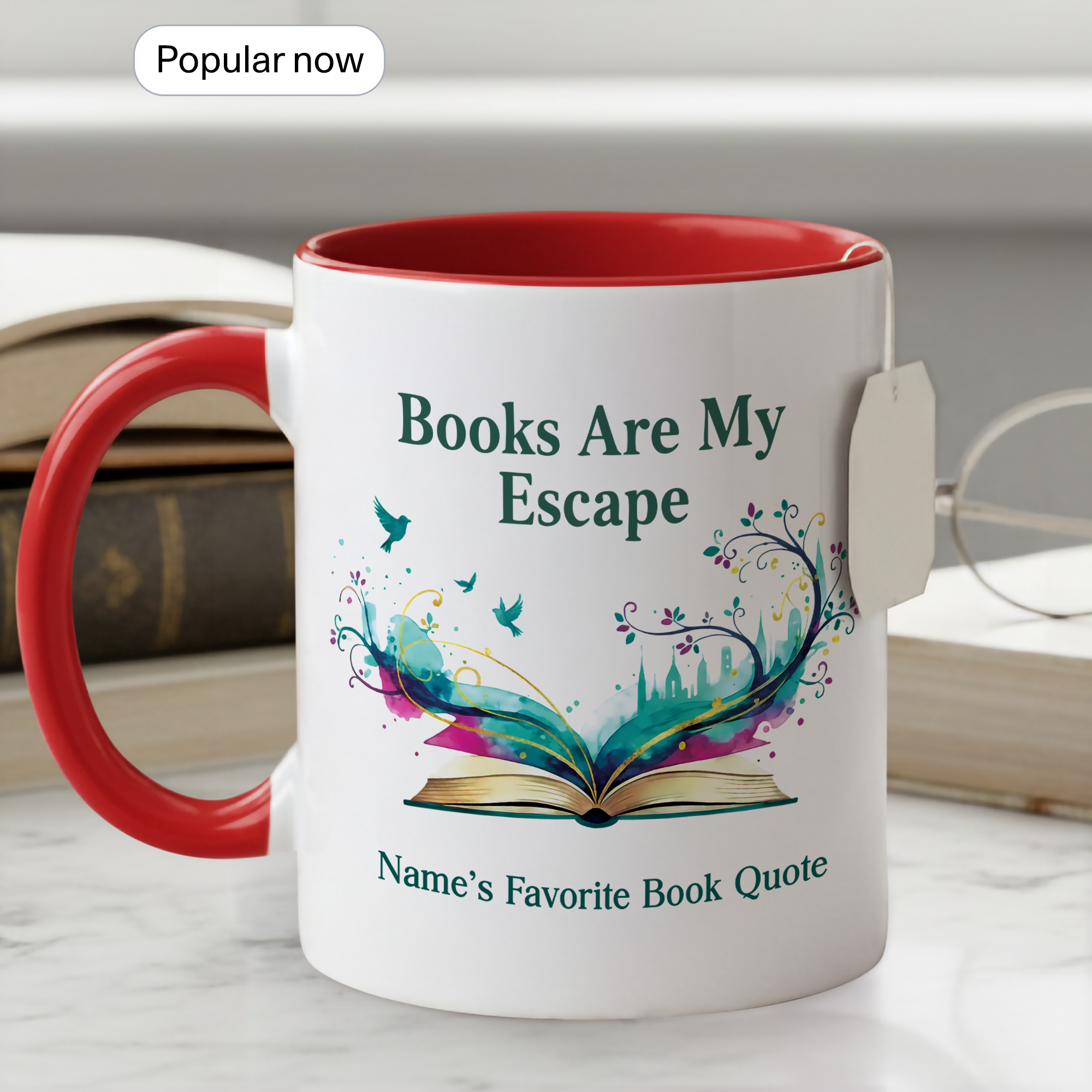 Personalized Books Are My Escape Mug – Custom Name Book Lover Coffee Cup – Reader Gift – 11oz 15oz Ceramic Mug |Mug 138
