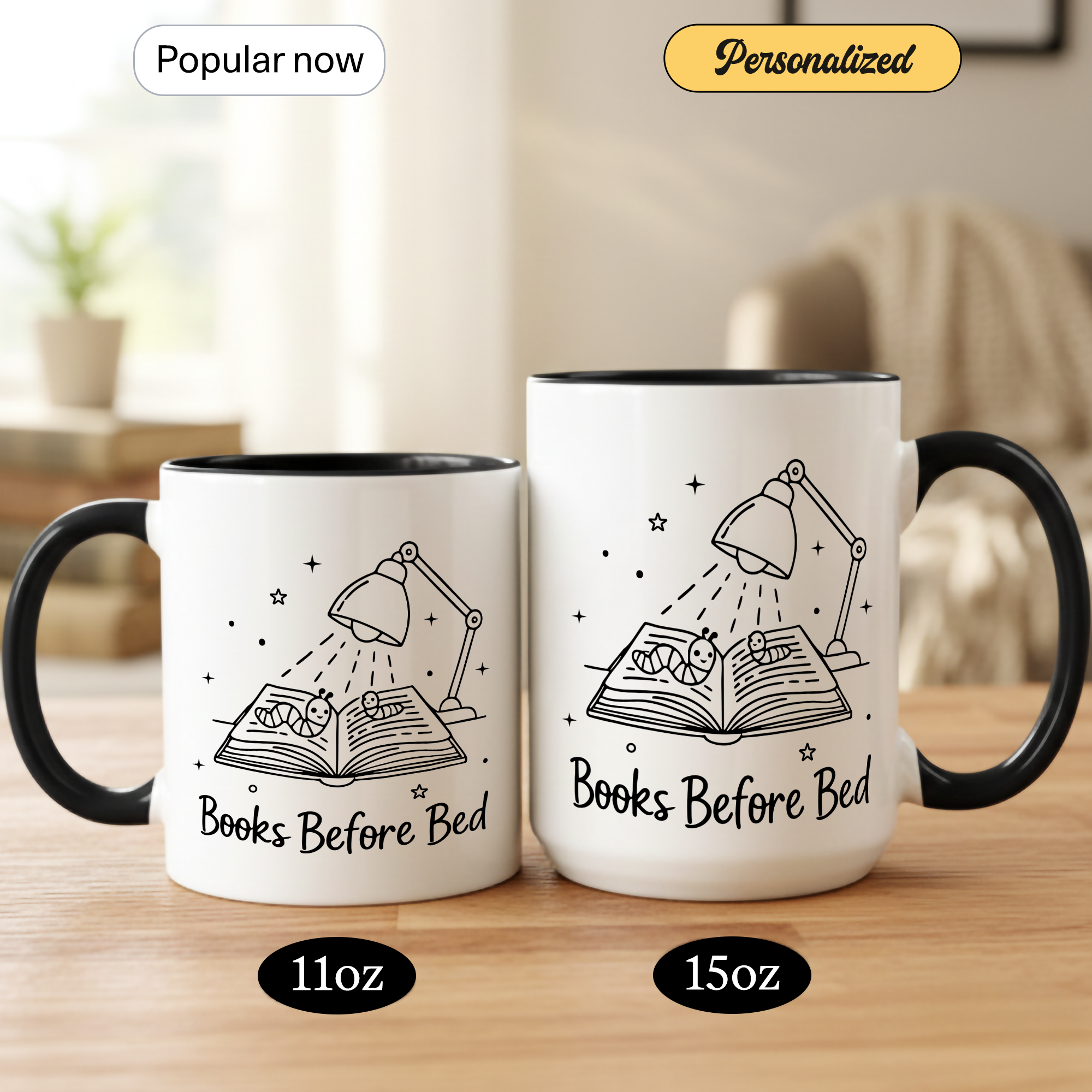 Books Before Bed Mug – Funny Book Lover Coffee Cup – Cozy Reading Gift – Ringer Mug 11oz 15oz |Mug 100