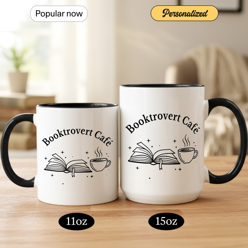 Booktrovert Cafe Mug – Book Lover Coffee Cup – Introvert Reader Gift – Multi Color Ringer Mug 11oz 15oz |mug 102