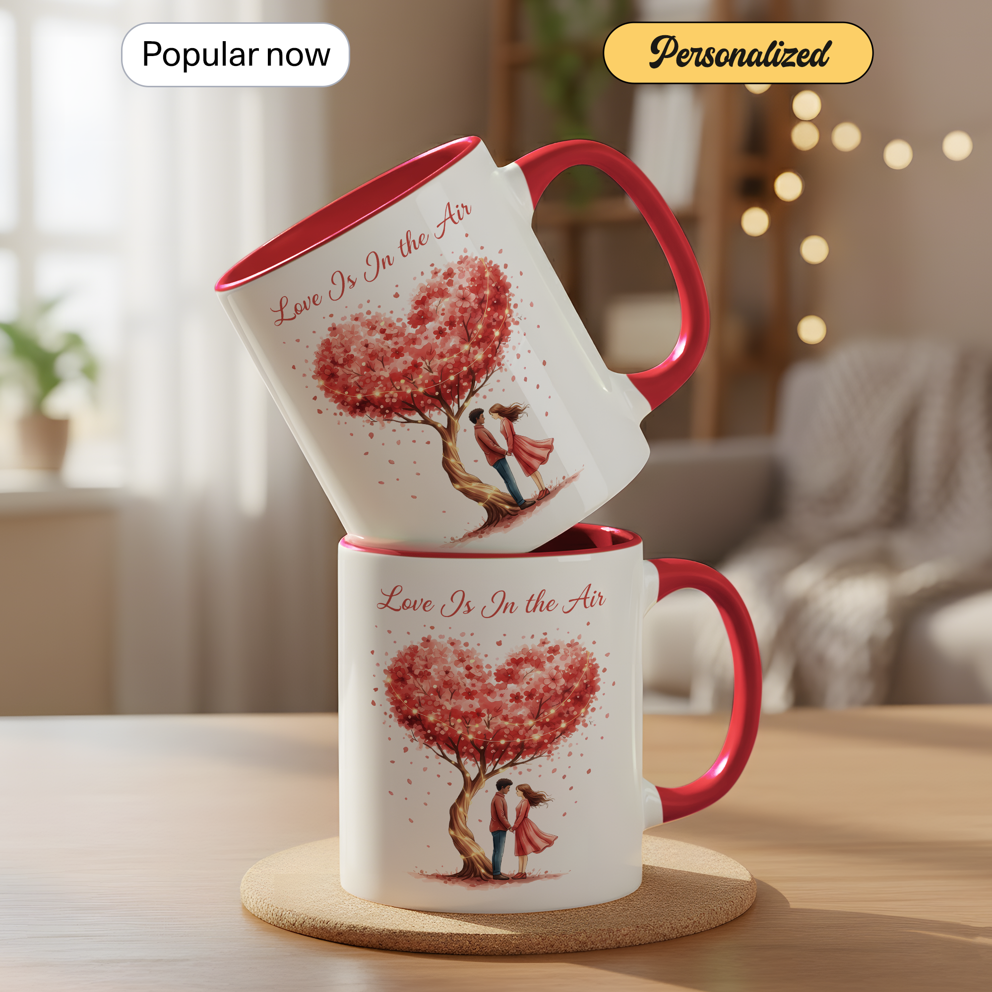 Love Is In The Air Mug – Romantic Couple Coffee Cup – Anniversary Gift for Her or Him – 11oz 15oz Ringer Mug |Mug 133