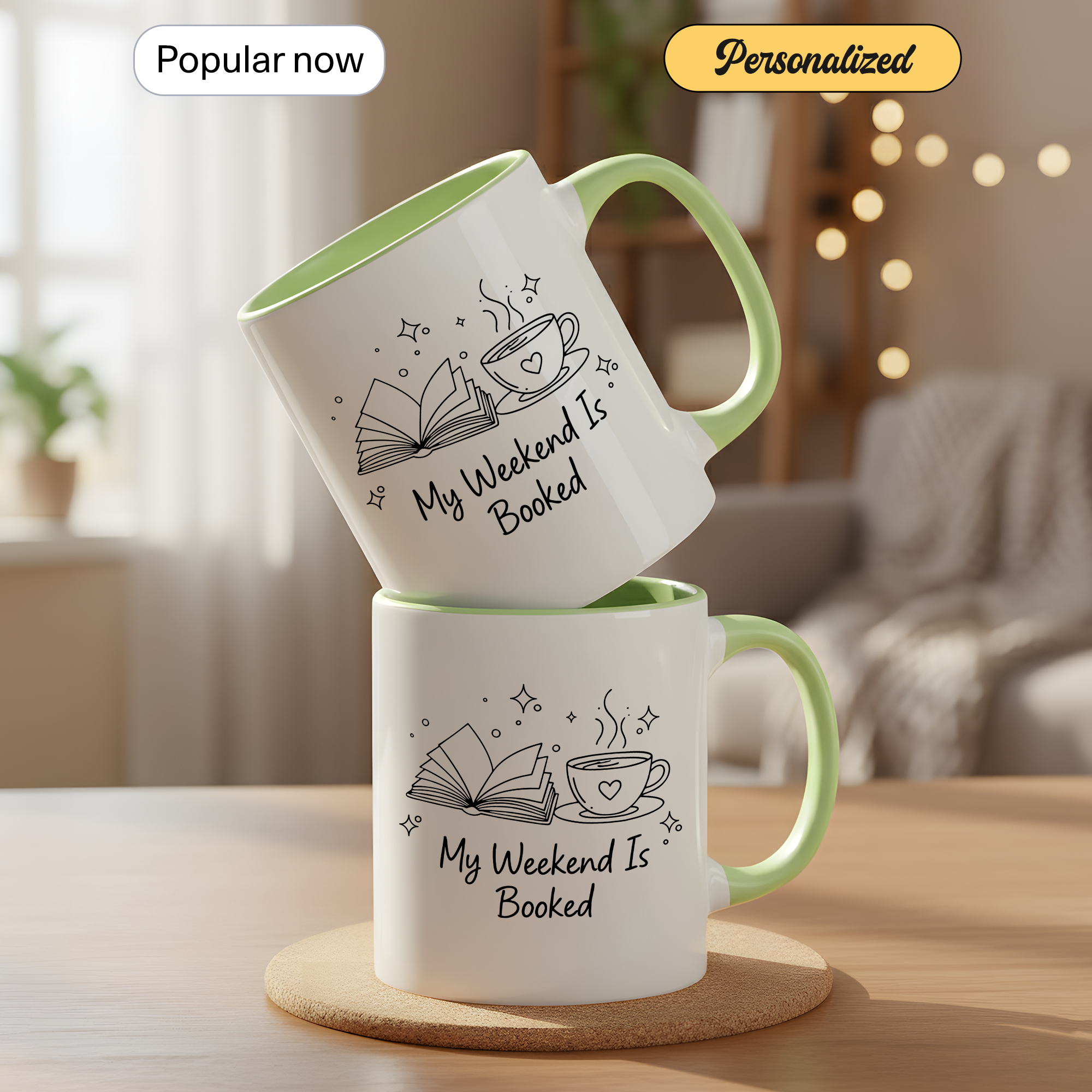 My Weekend Is Booked Personalized Mug – Funny Book Lover Coffee Cup – Custom Reader Gift |Mug 99