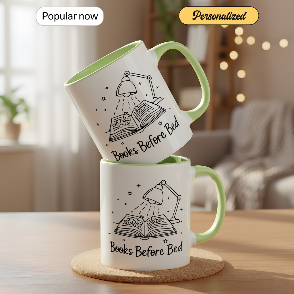 Books Before Bed Mug – Funny Book Lover Coffee Cup – Cozy Reading Gift – Ringer Mug 11oz 15oz |Mug 100