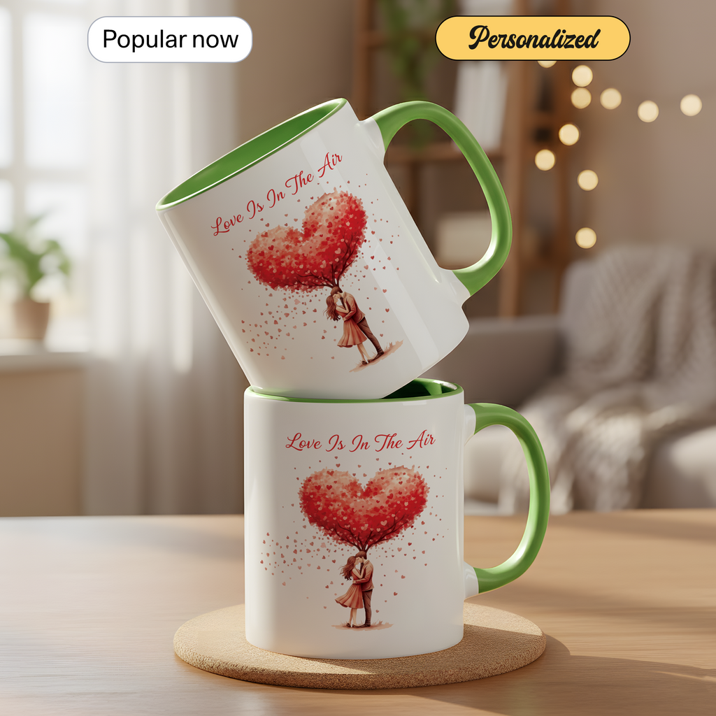 Love Is In The Air Mug – Romantic Heart Tree Coffee Cup – Couple Gift – Anniversary Mug – 11oz 15oz Ceramic Mug |Mug 136