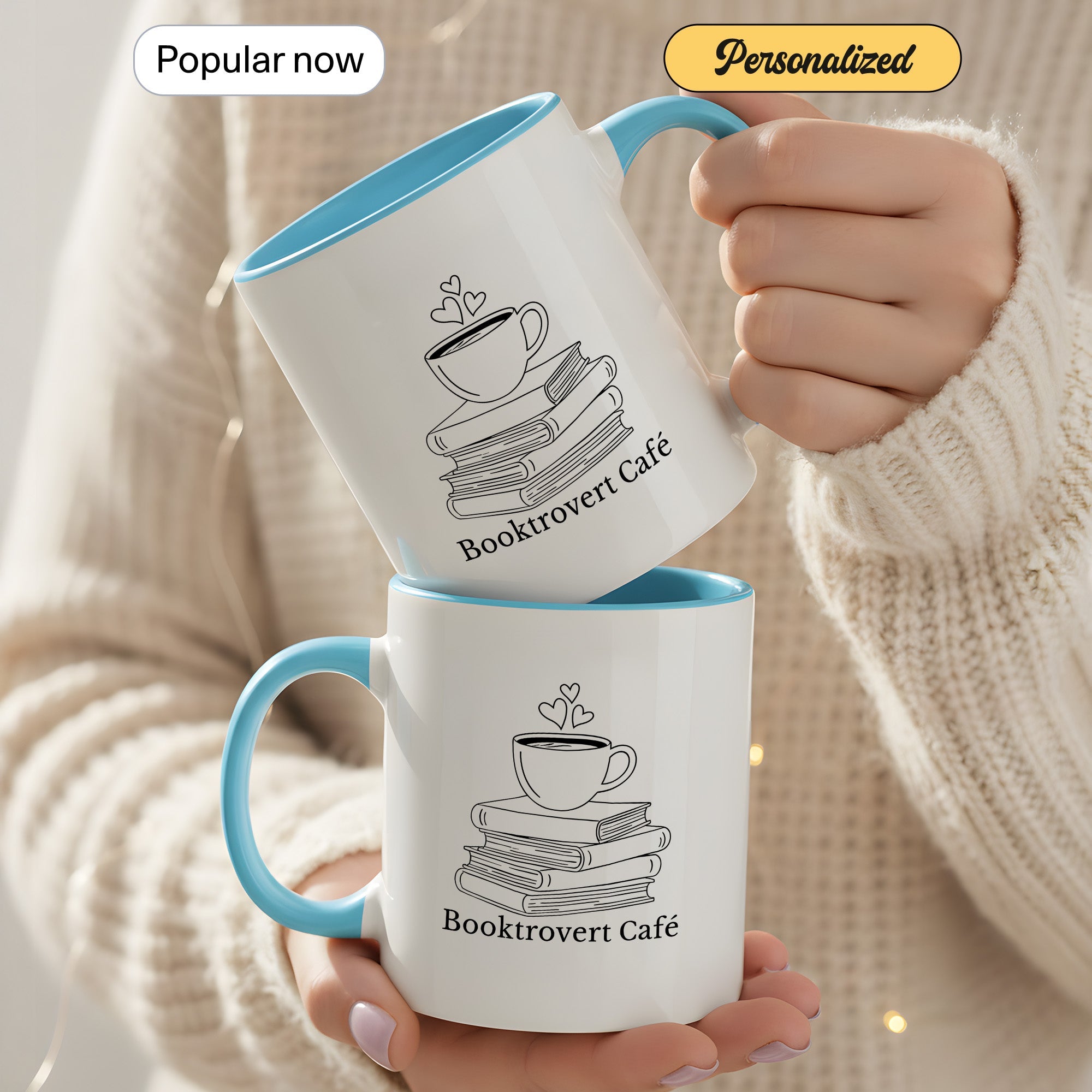 Booktrovert Cafe Mug – Book Lover Coffee Cup – Introvert Reader Gift – Multi Color Ringer Mug 11oz 15oz | Mug 104