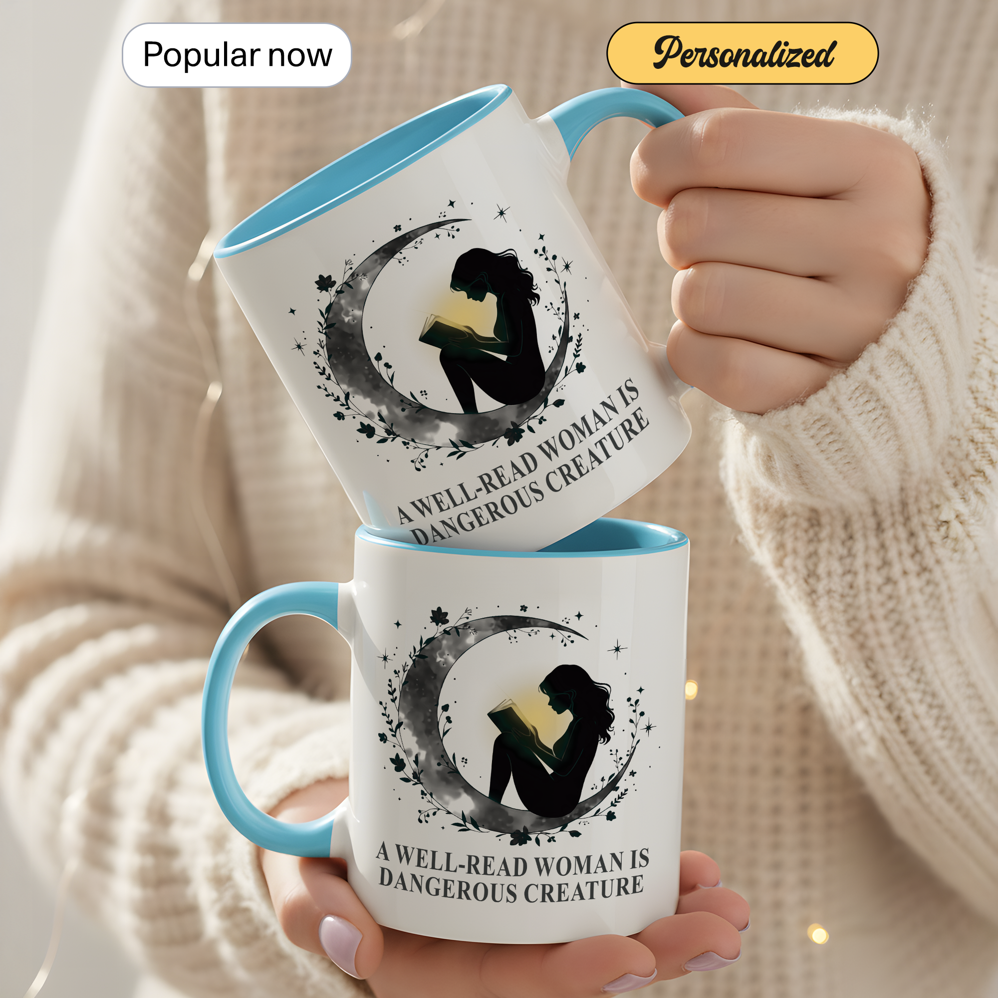 A Well Read Woman Is Dangerous Creature Mug – Feminist Book Lover Gift – Empowered Reader Coffee Cup – 11oz 15oz Ringer Mug | Mug 118