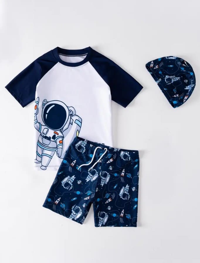 Space Themed Jersey Shorts Set for Kids