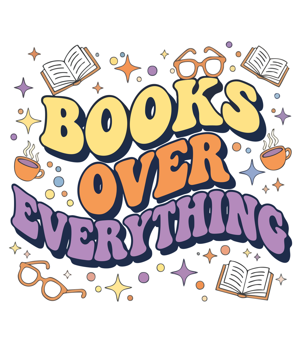 Books Over Everything Mug – Colorful Book Lover Coffee Cup – Funny Reader Gift – 11oz 15oz Ringer Mug |Mug152