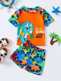 Vibrant Dino Themed Jersey Shorts Set for Kids